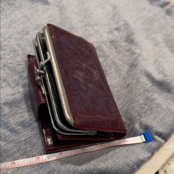 VINTAGE 70s genuine Kidskin leather Embossed Wallet double Kisslocks - Picture 7 of 7